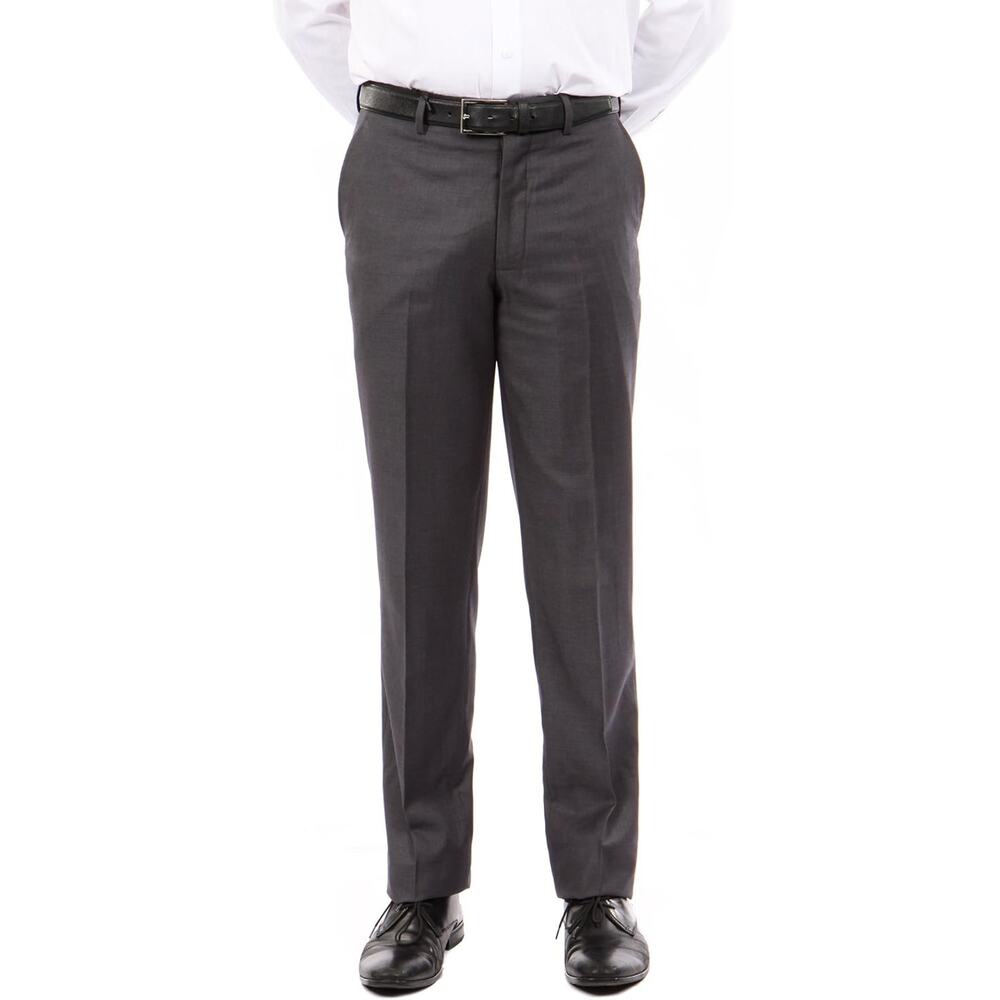 Tazio Men's Dark Grey Stretch Slim-Fit Flat Front Dress Pants Size 34Wx32L